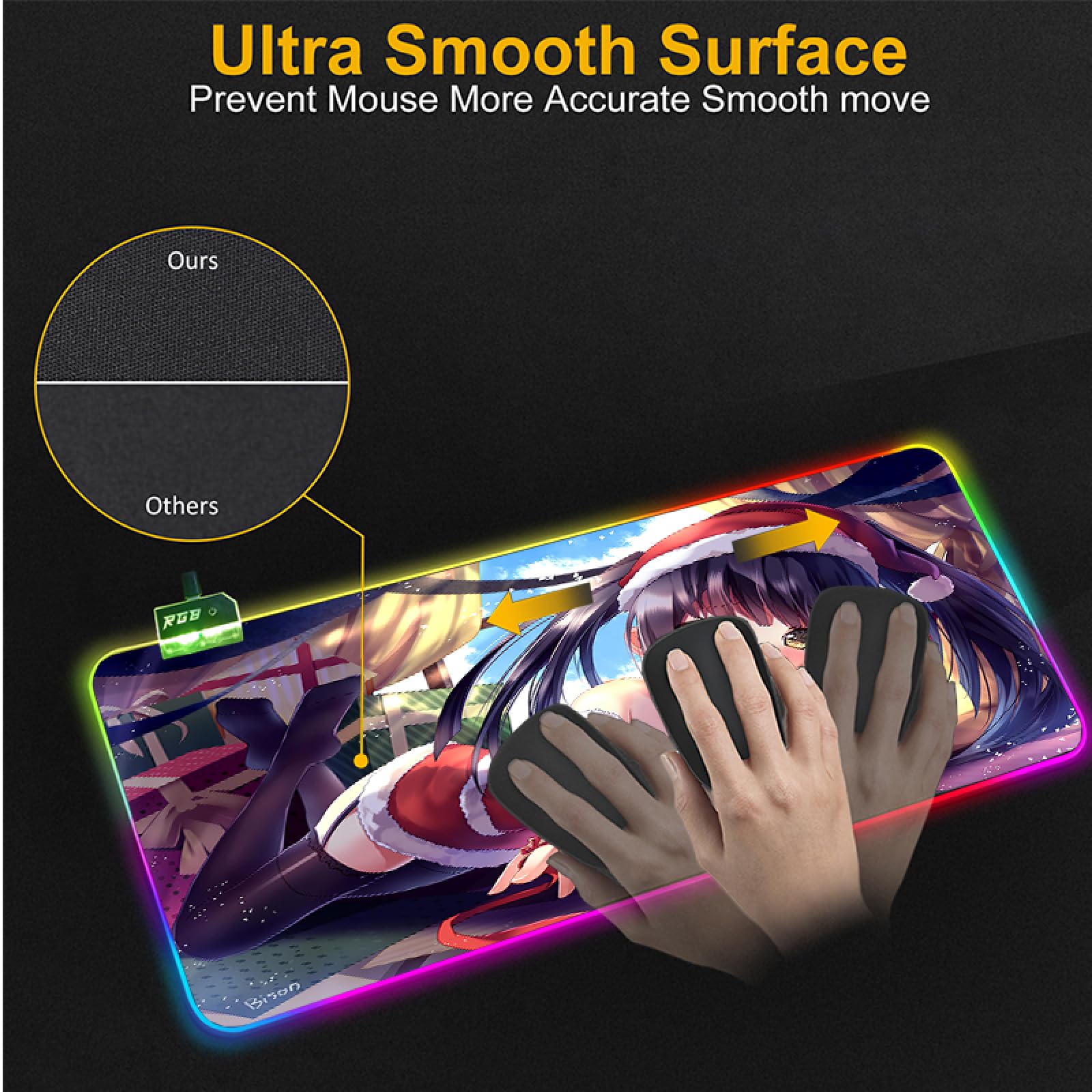 Amazon.co.jp：マウスパッド 大型 アニメ RGB ゲーミング マウスパッド